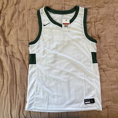 Nike Basketball Jersey Tank Top Mens Sz Large Green White Sports Activewear • $35