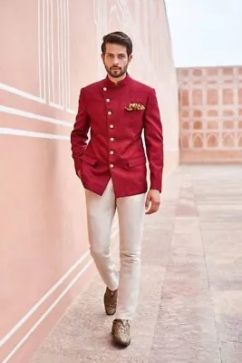 Elegant Mens 2 Piece Jodhpuri Coat Grooms Wedding Suit Indo Western Suit • $175.50