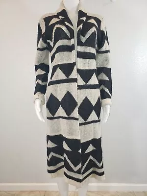 I LOVE H81 Sz Med Woman's Long  Southwestern Print Sweater Black Ivory  • $10