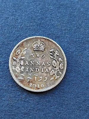 1910 British India 2 Two Annas Silver Coin. • $12.43