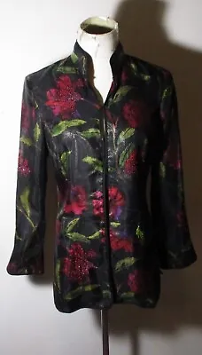 Women's CHICO'S Black 100% Silk Jacket Size 0 • $19.60