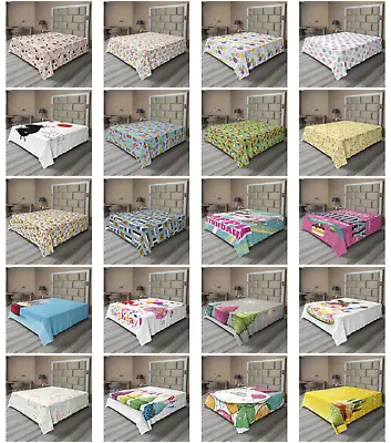 Ambesonne Birthday Party Print Flat Sheet Top Sheet Decorative Bedding 6 Sizes • $29.99