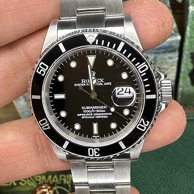 Rolex Submariner 16610 40mm Stainless Steel Black Full 1 Year Warranty Box Tag • $8900