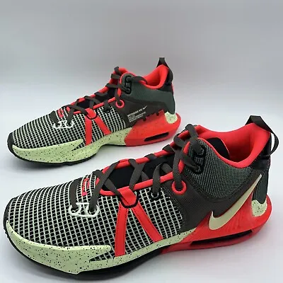 Nike LeBron Witness 7 Black Volt Crimson Green Men's Shoes DM1123-001 Size 13 • $59.95