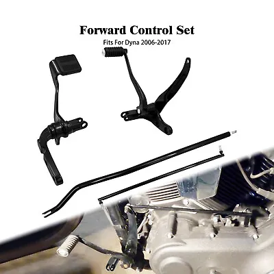 Black Forward Controls Pegs Levers Linkages Fit For Harley Dyna Street Bob 06-17 • $132.99