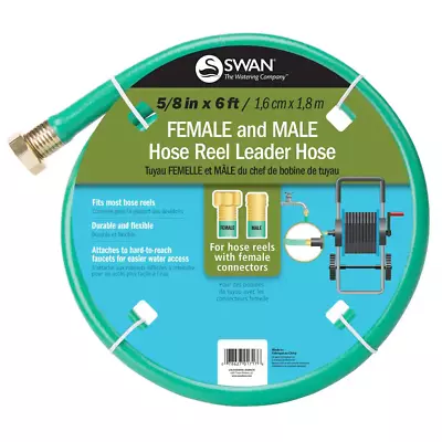 Hose Reel Leader Hose 5/8 Inch X 6 Ft. Light Duty With Female And Male Couplings • $15.83