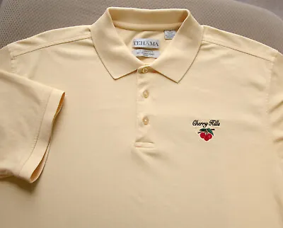 Rare Tehama Moisture  Mgmt Yellow Cherry Hills Cc Cotton Poly Polo Shirt Sz L • $45