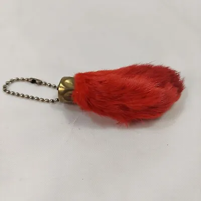 Vintage Lucky Charm Rabbit’s Foot Keychain RED 3  70's 80's • $18.95