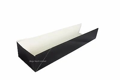 Black Disposable Takeaway Cardboard Open Ended Hot Dog Tray Wrap Food Packaging • £6.50