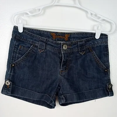 Freestyle Revolution Denim Shorts Junior's 7 Blue Jean Cuffed • $8.99