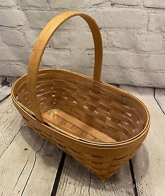 Vintage Longaberger Basket With Handle Plastic Liner 13.5” 1994 Easter Picnic • $13.97
