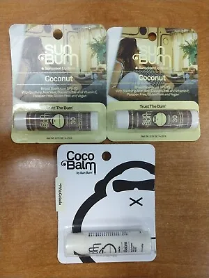 3 Pack: SUN BUM Sunscreen Lip Balm SPF30 + Cocobalm Pina Coalda Exp. 1/25 E12C • $9.99