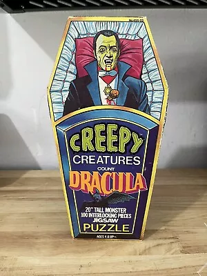 1974 Creepy Creatures Dracula 20” Puzzle Coffin Box HG Toys • $59.99