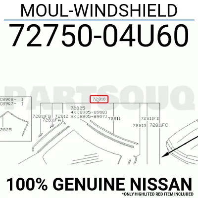 7275004U60 Genuine Nissan MOUL-WINDSHIELD 72750-04U60 • $347.65