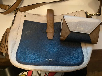 £14.99 • Buy CROSSBODY BAG Osprey With Matching Purse Beige With Navy Panel