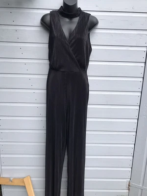 £13 • Buy Ladies New Look Black Gold & Silver Shimmer Wide Leg Jumpsuit Size 10