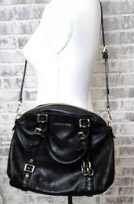 MICHAEL KORS WESTON BLACK LEATHER SHOULDER BAG SATCHEL Handbag Tassel  • $95.35