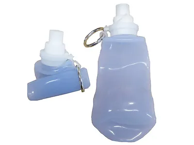 500ml CLIP ON HIKING  FOLDING SILICONE SPORTS GYM WATER BOTTLE COLLAPSIBLE • £5.29