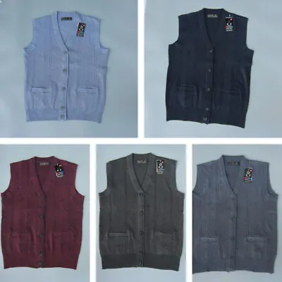 Men Knitted Vest Tank V-neck Sleeveless Sweater Cardigan Waistcoat Basic Gilet • $21.37