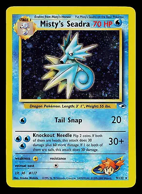 Pokemon Card - Misty's Seadra 9 Prerelease Gym Heroes WoTC Black Star Promo Holo • $9.99