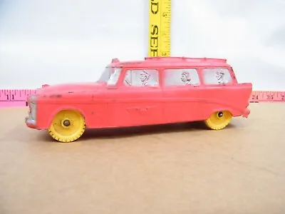 Vintage 1950's Auburn Rubber Red Airport Taxi Station Wagon W/Yellow Wheels • $12.95