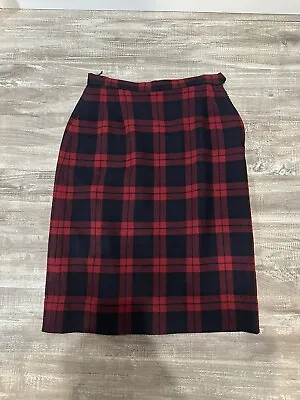 Pendleton Womens Vintage Red Plaid Wool Circle Wrap Around Skirt Size 10 • $14.97