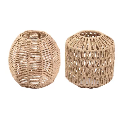 Simulated Rattan Ceiling Light Cover Rustic Handmade Woven Lamp Shade Home Decor • $12.99