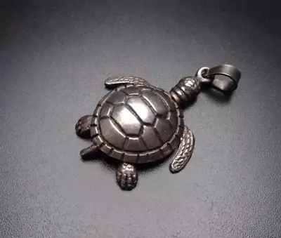 Vintage Sterling Silver Articulated Sea Turtle Tortoise Pendant 925 TMNT • $49.95