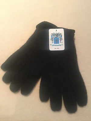 PORTOLANO NWT MEN'S DESIGNER LAMBSWOOL BLEND GLOVES BLACK W/BLACK TRIM Sz Medium • $25