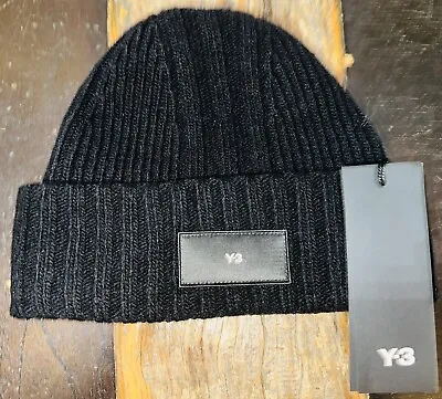 NWT!🔥💎 Y-3 Yohji Yamamoto Wool Knit Beanie Hat Black W/ Shiny Y-3 Patch Adidas • $149.99