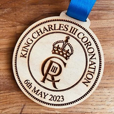 £1 • Buy King Charles III Coronation Medal- Beautiful Keepsake Laser Engraved On Wood