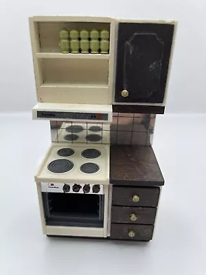 Dollhouse Miniature 1970s Lundby Kitchen Stove Cabinet Drawers Mirrored Back • $12
