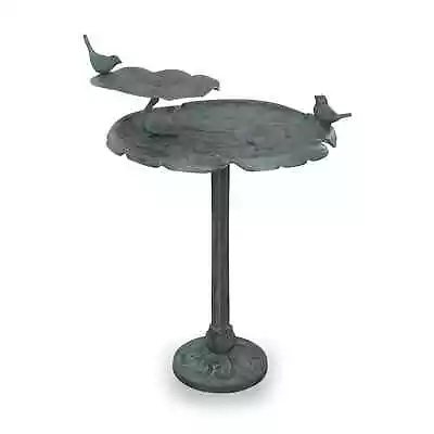 Aluminum Multicolor Garden Décor Bird Chat On Lotus Birdbath 24 Inches Height • $440