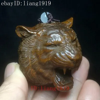 Old Japanese Boxwood Hand Carved Force Tiger Figure Statue Netsuke Gift H 2 Inch • £22.79