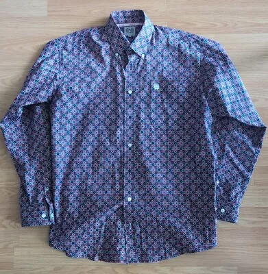 Cinch Men’s Long Sleeve Button Down Shirt Purple Geometric Print Small Western • $19