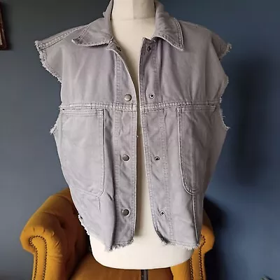 Zara Size Small Grey Oversized Denim Waistcoat • $10.10