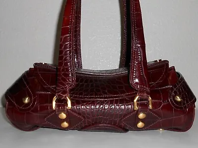 Maxx New York Small & Long Brown Croc Croco Leather Purse Handbag Shoulder Bag • $29.99