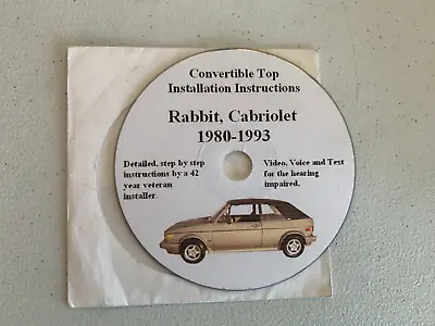 1980-1993 VW Rabbit And Cabriolet Convertible Top Installation Instructions DVD • $39.99