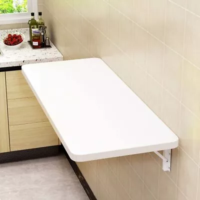 White Wall Mounted Drop-Leaf Folding Floating Table Space Saving Dining Table UK • £20.95