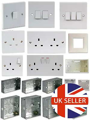 £8.39 • Buy Light Switch Plug Socket Face Plate Box Electrical Triple Double Single Metal
