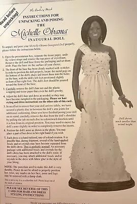 2009 The Danbury Mint Michelle Obama Inaugural Ball White Dress Porcelain Doll • $50