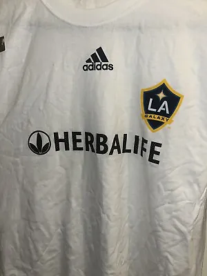 Large LA Galaxy  T Shirt White Soccer MLS ADIDAS  David Beckham Era  Los Angeles • $12.95