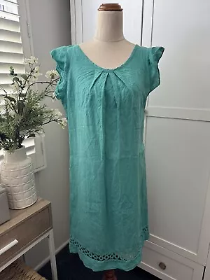 Terzo Millennio Made In Italy Green Linen Dress Size Small • $25