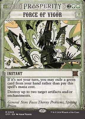 MTG NM Force Of Vigor - Outlaws Of Thunder Junction: Breaking News Mythic 0029 • $7.99