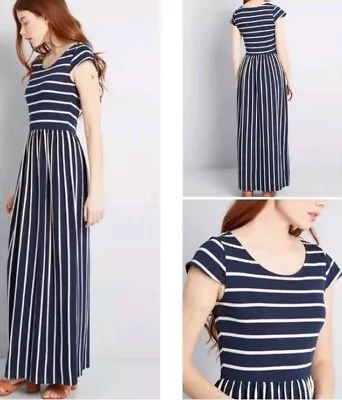 Anthropologie Modcloth Dress Maxi Blue White  Stripes Soft Perfect Condition  • $29.99