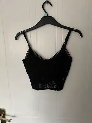 Missguided Black Crop Top Size UK 8 • £5