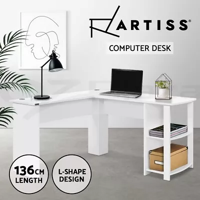 Artiss Office Computer Desk Corner Student Study Table L-Shape Black/White • $143.95