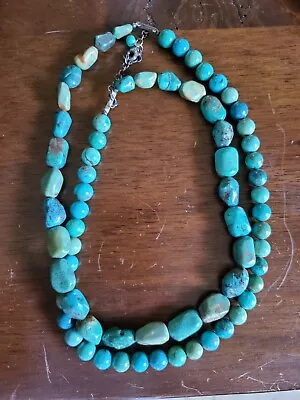 Chunky Double Strand Turquoise Necklace Vintage  • $37