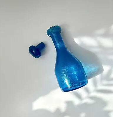 Empoli Murano Pulegoso Blue Bubble Art Glass Decanter W/ Lid • $75
