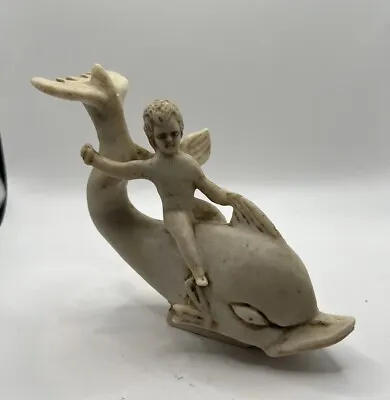 Eros Riding On Dolphin Mythology Roman Figurine Marble • $89.99